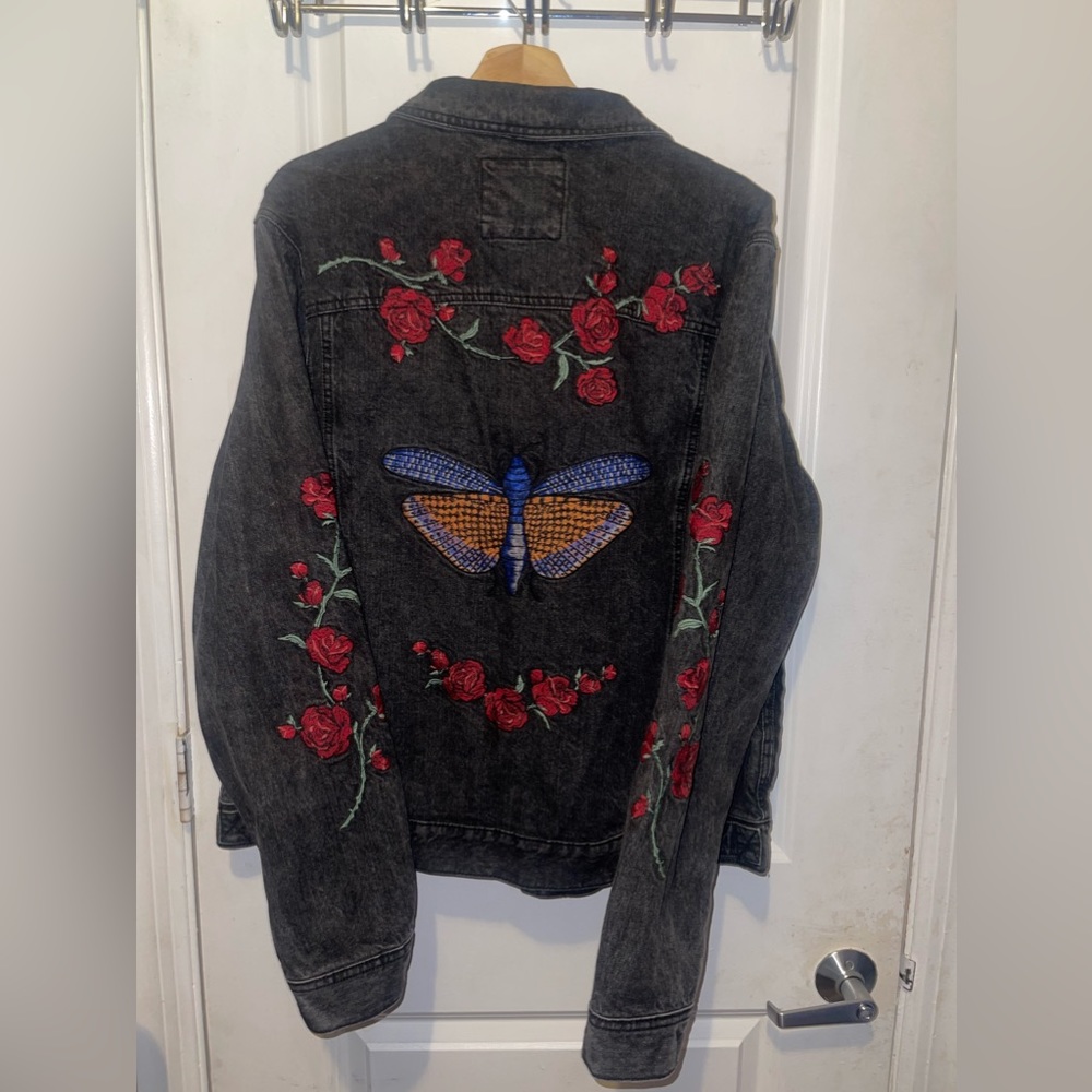 Floral Black Trucker Jacket